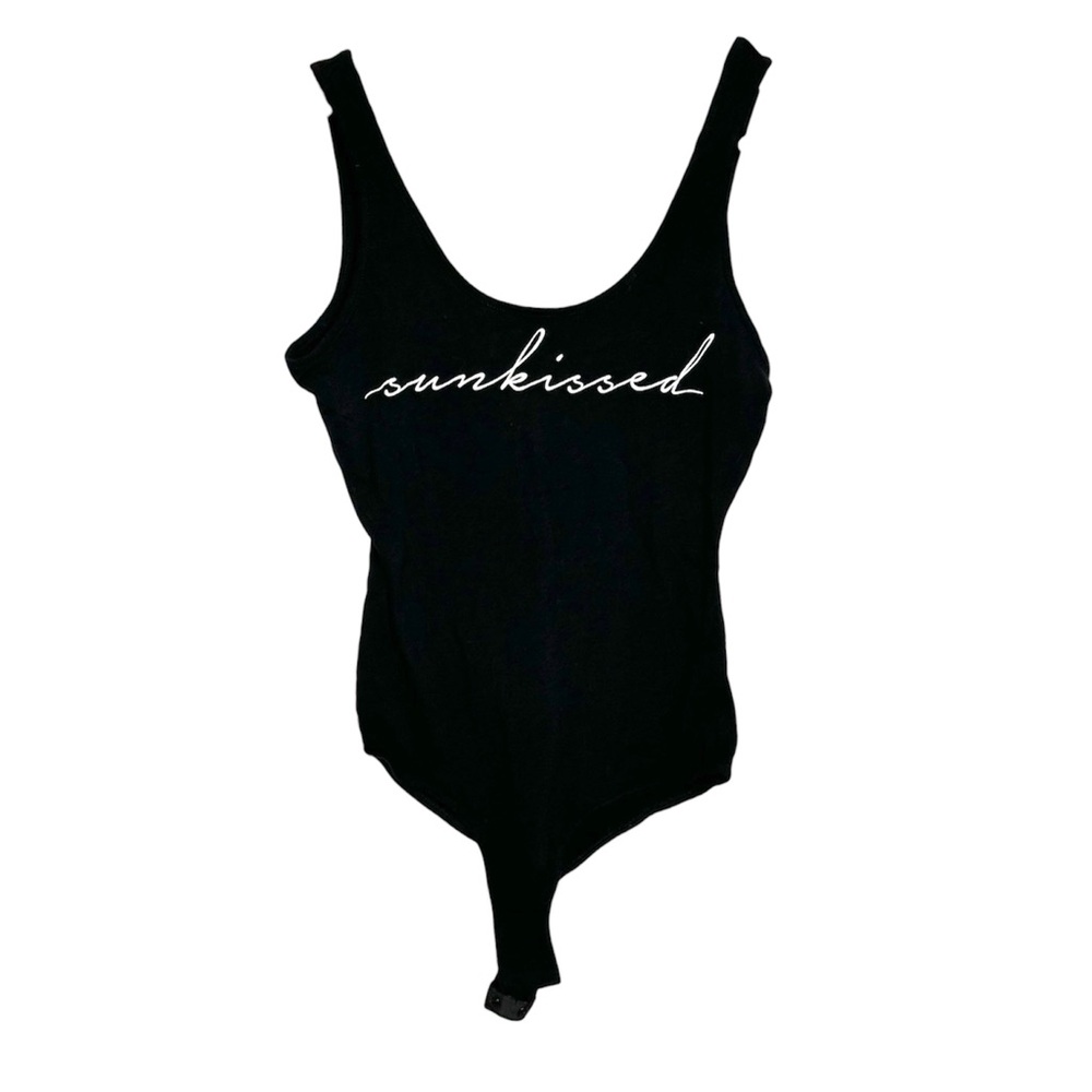 NWT Charlotte Russe Black “Sunkissed” Graphic Bodysuit Size Small Y2K Beach